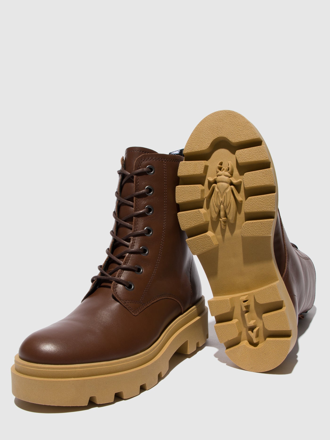 Nausica Chocolate Fly London Lace-up Boots Women's Ankle Boots | 597423DAM