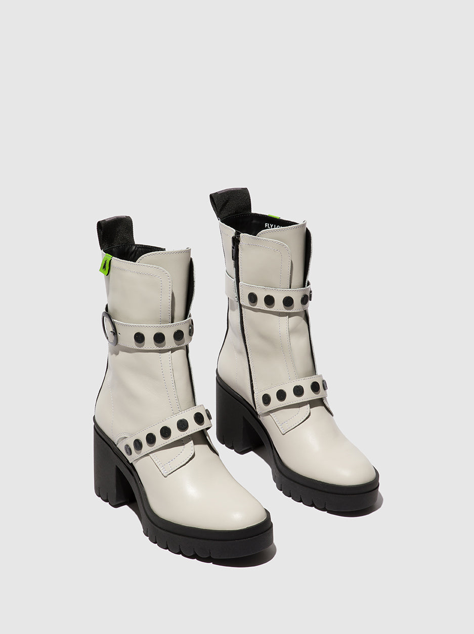 Nausica Offwhite Fly London Zip Up Boots Women's Ankle Boots | 817094DEG