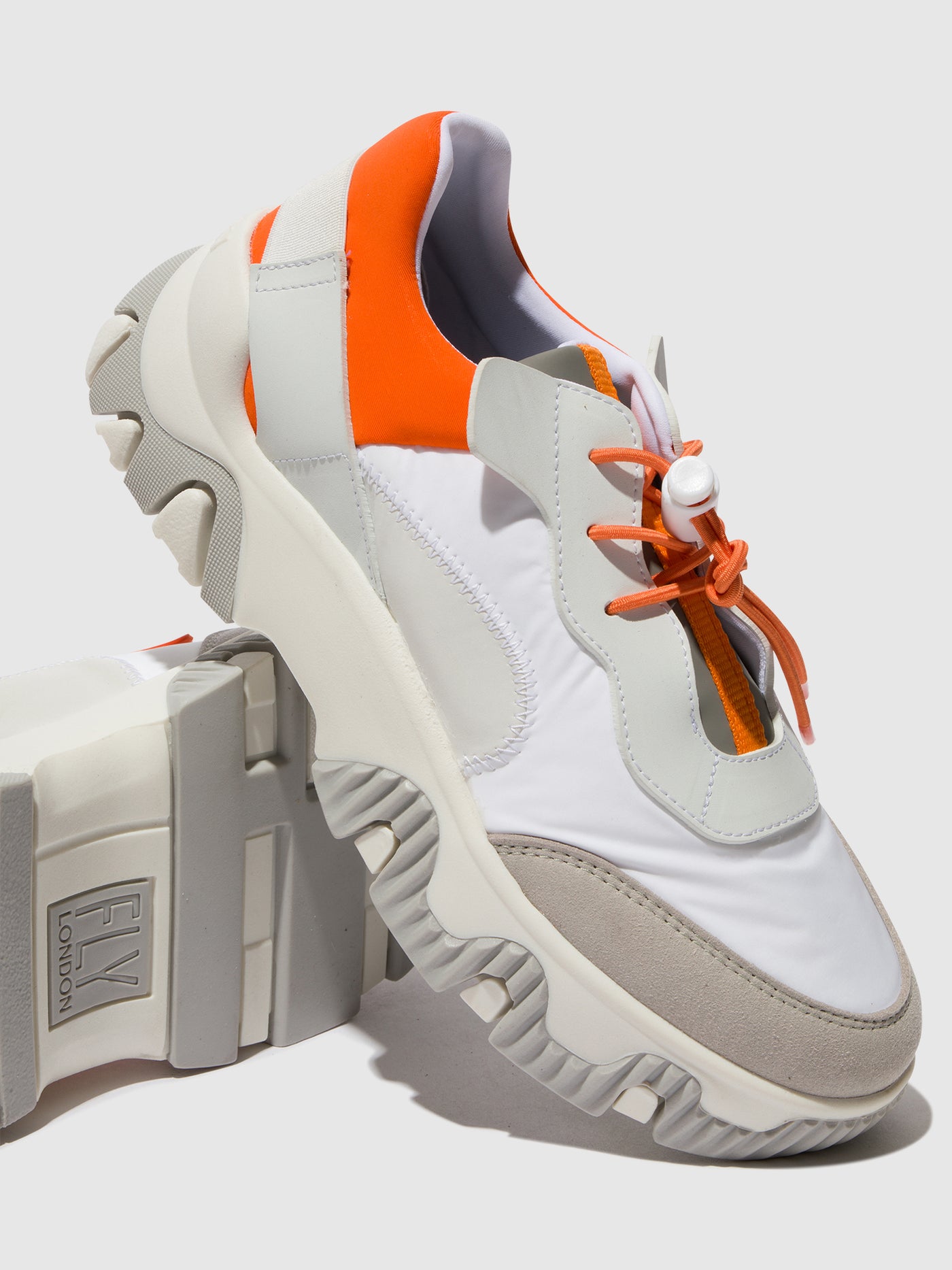 Offwhite/Coral Fly London Elasticated Women's Sneakers | 690583OSE