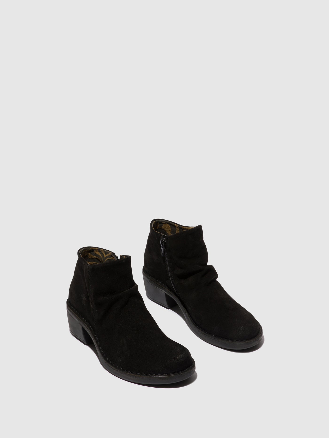 Oil Suede Black Fly London Zip Up Boots Women's Ankle Boots | 136052TXB