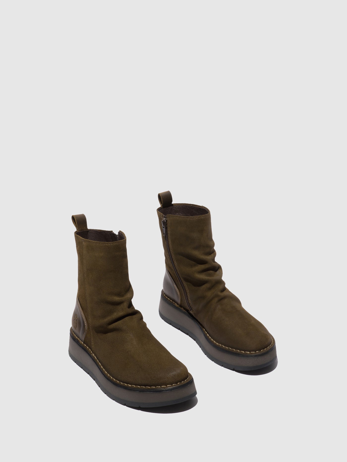 Oilsuede/Rug Sludge/Olive Fly London Zip Up Boots Women's Boots | 912864IYR