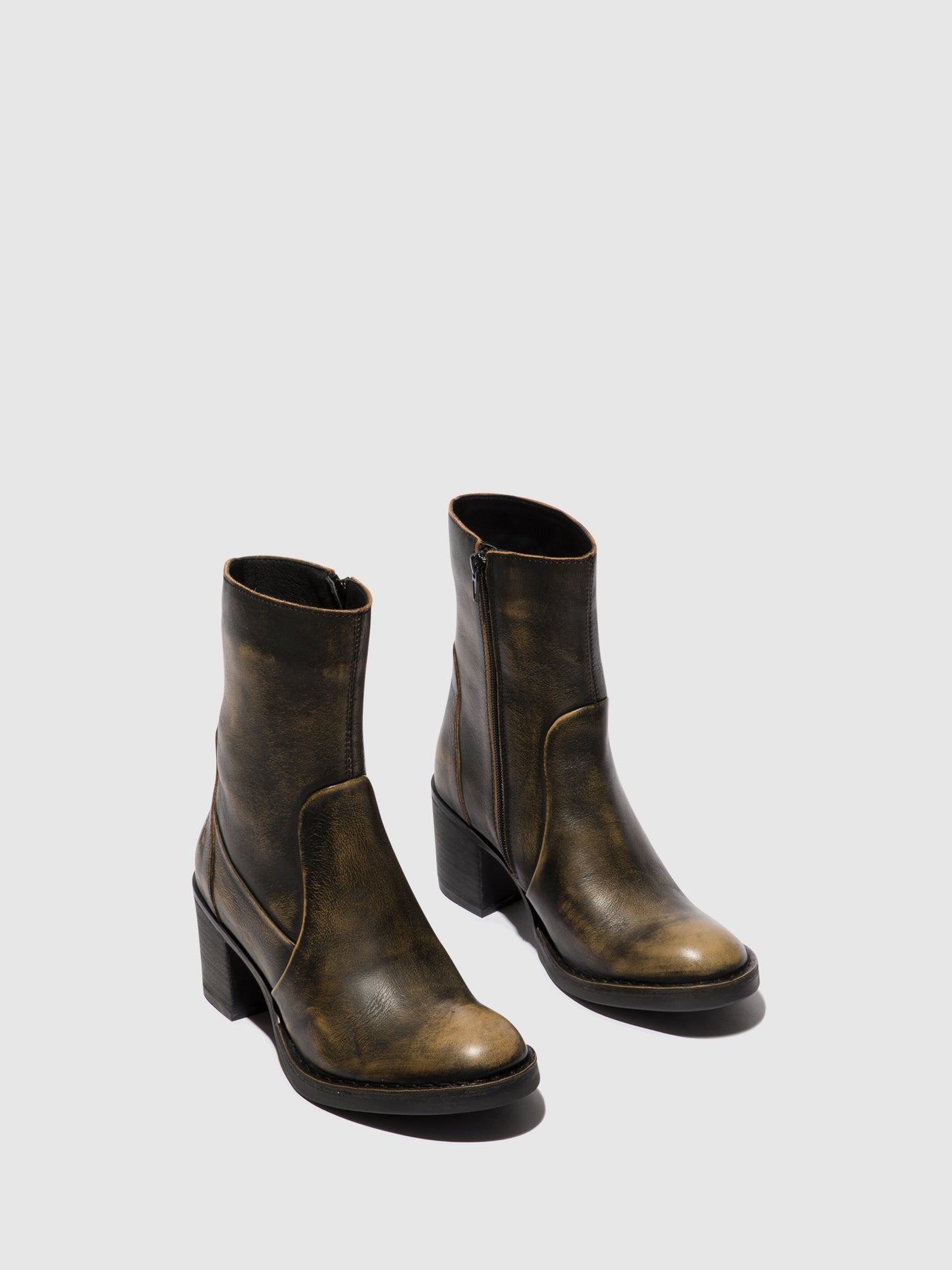 Olive Fly London Zip Up Boots Women's Ankle Boots | 418590LQT