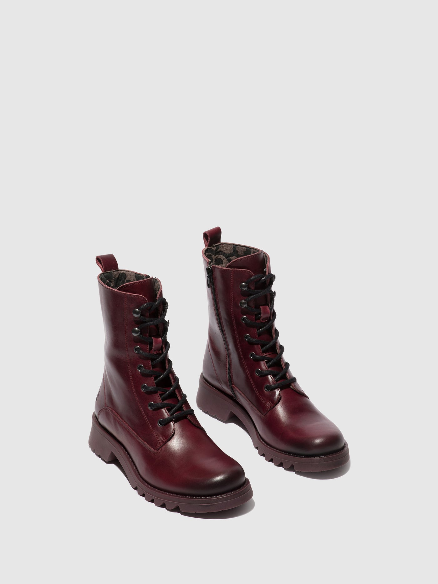 Purple (Purple Sole) Fly London Lace-up Boots Women's Ankle Boots | 795802JML