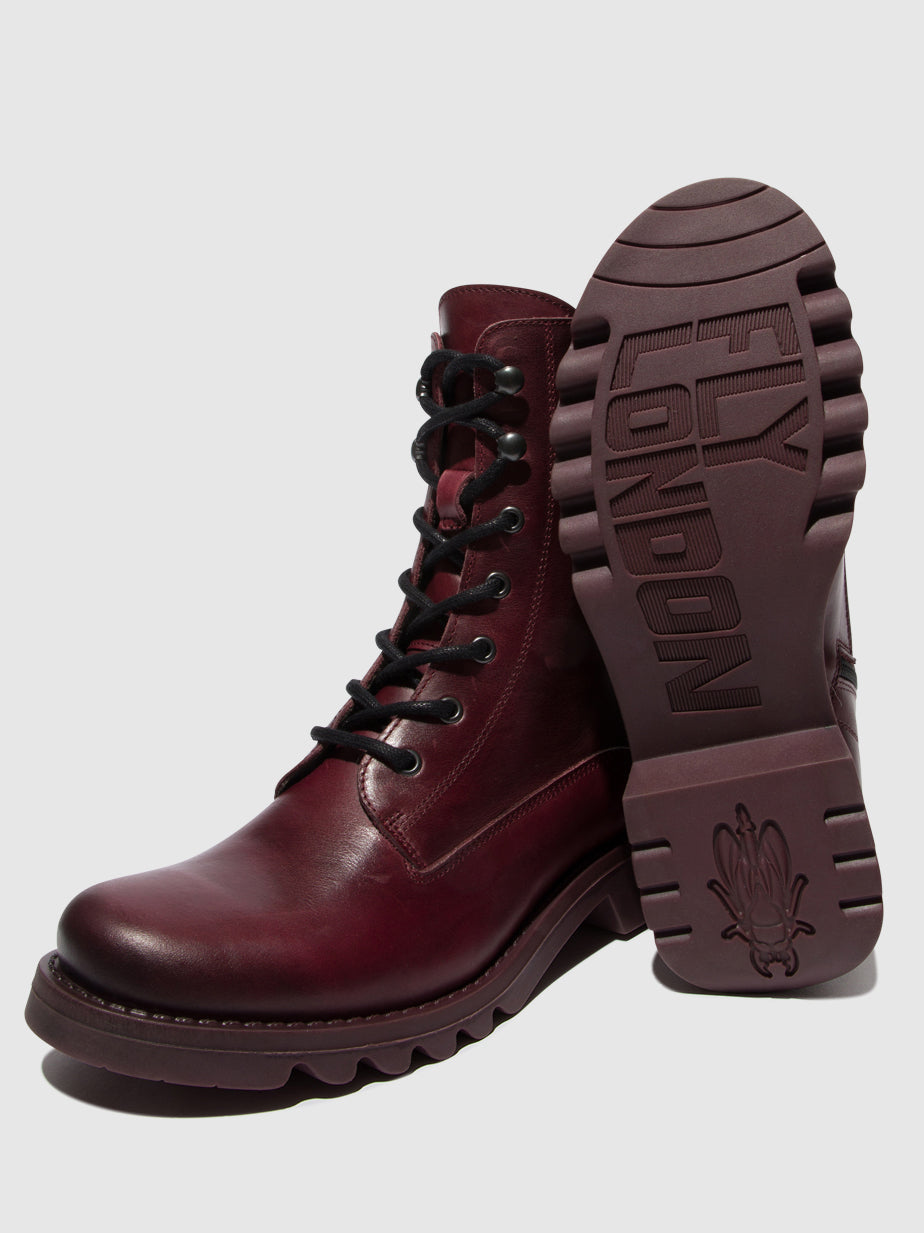 Purple (Purple Sole) Fly London Lace-up Boots Women's Ankle Boots | 795802JML