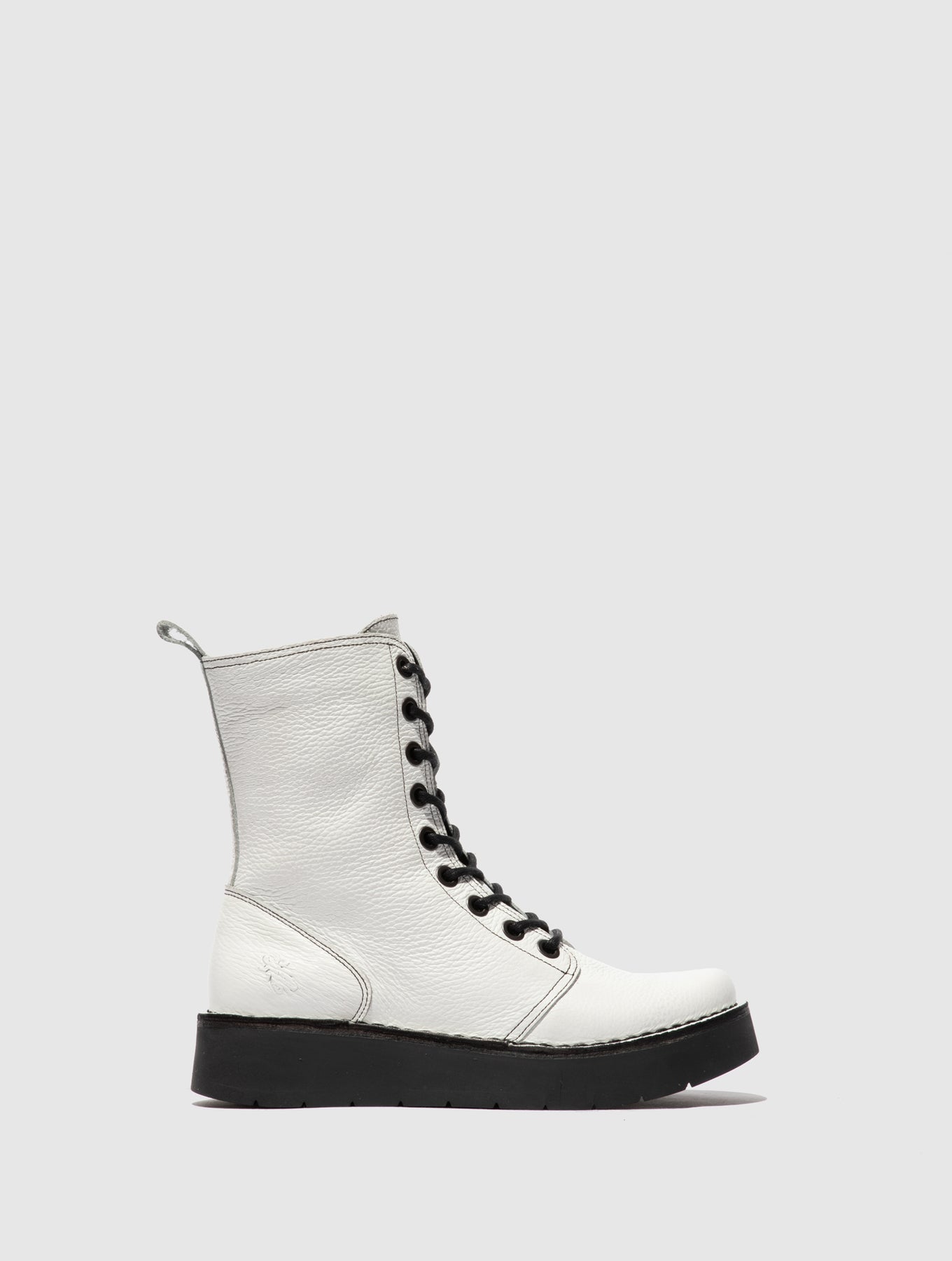 Rio White(Black St) Fly London Lace-up Women\'s Boots | 690435TKW