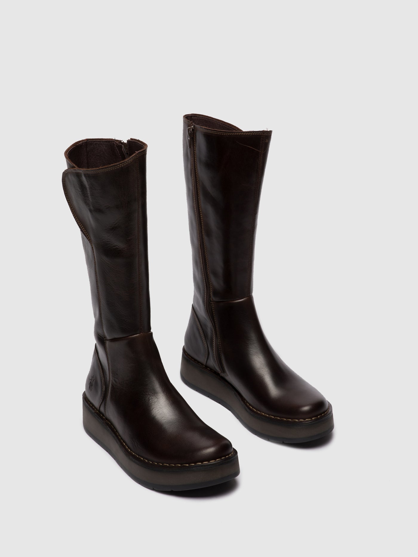 Rug Dark Brown Fly London Zip Up Boots Women's Boots | 413608BTC