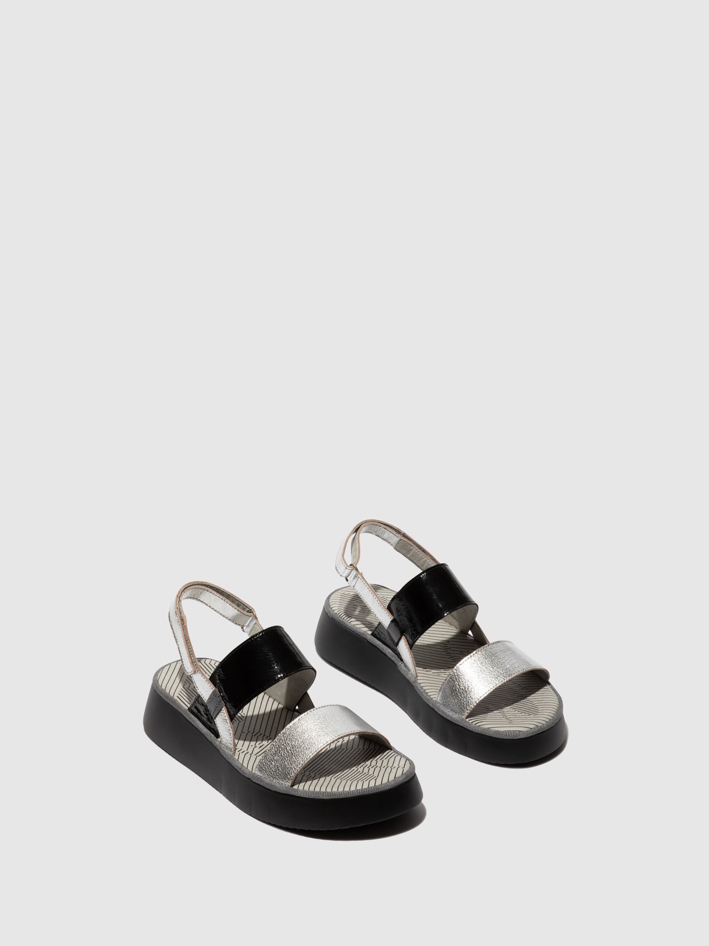 Silver/Black Fly London Sling-Back Sandals Women's Sandals | 360154DOC
