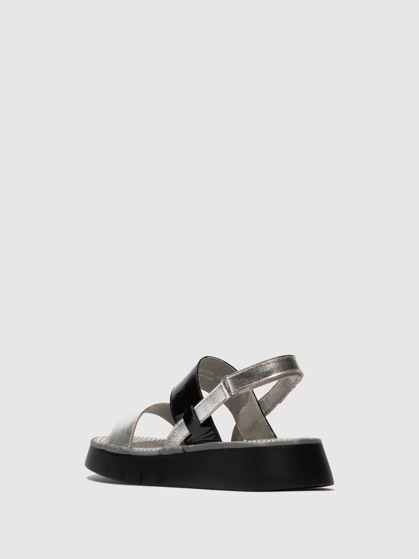 Silver/Black Fly London Sling-Back Sandals Women's Sandals | 360154DOC