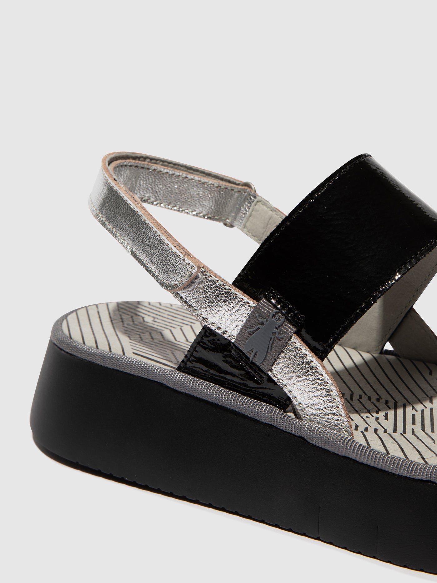 Silver/Black Fly London Sling-Back Sandals Women's Sandals | 360154DOC