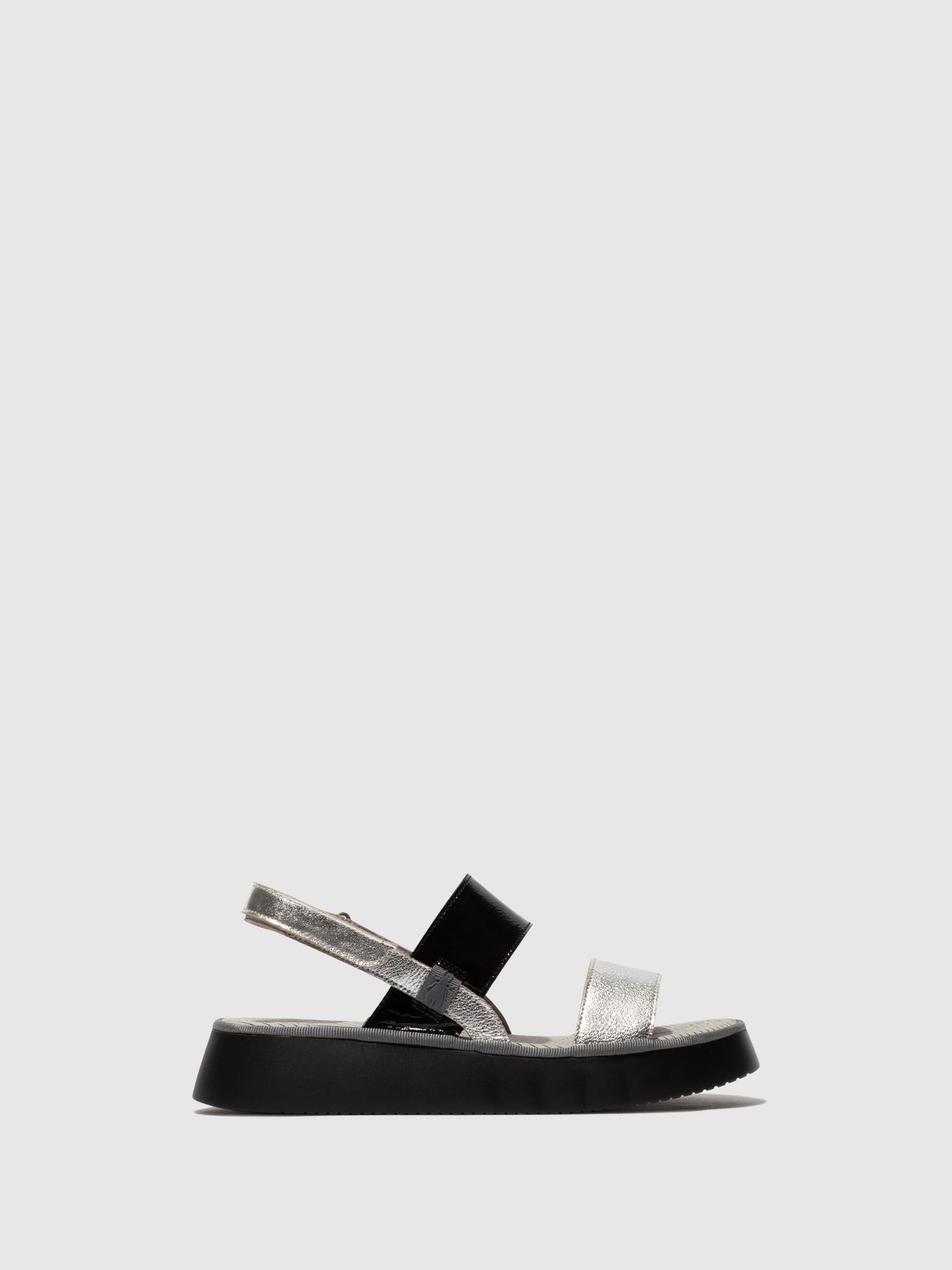 Silver/Black Fly London Sling-Back Sandals Women\'s Sandals | 360154DOC