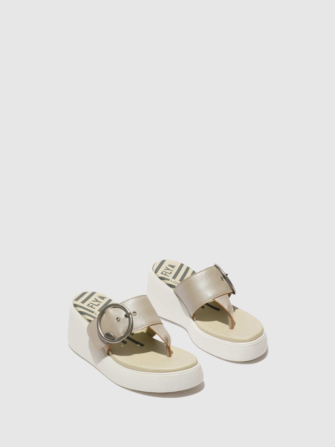 Silver Fly London Buckle Women's Mules | 687451NQR