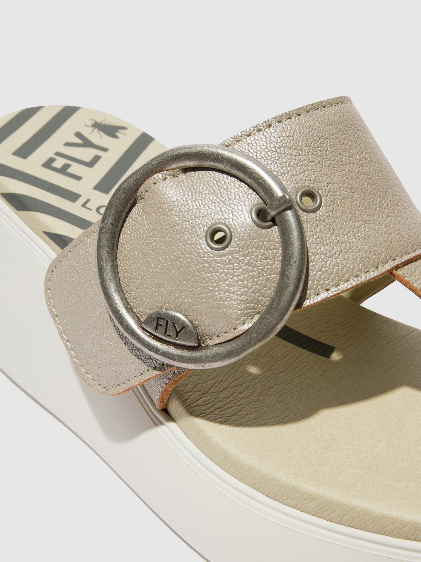 Silver Fly London Buckle Women's Mules | 687451NQR