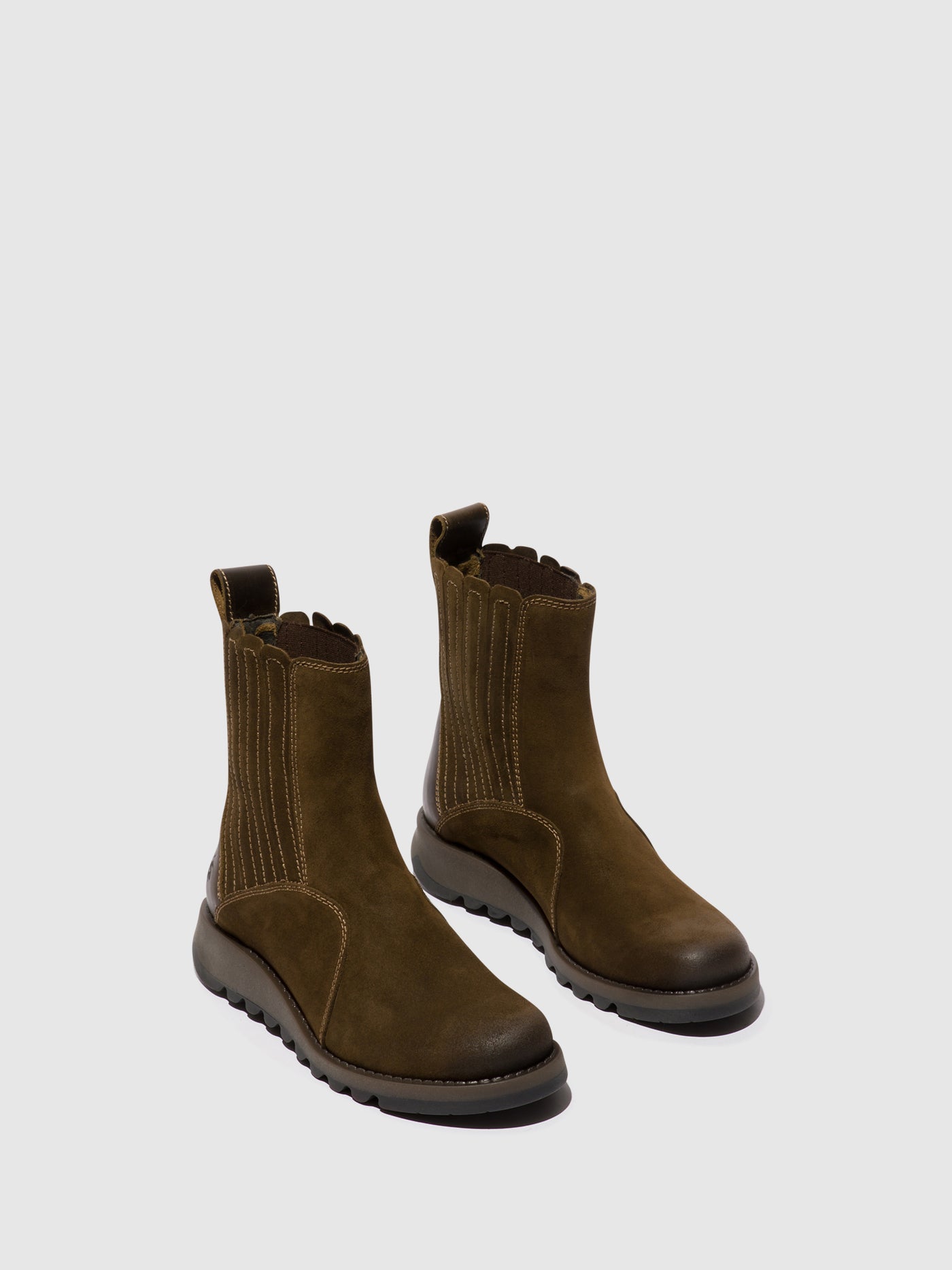Sludge/Olive Fly London Zip Up Boots Women's Ankle Boots | 092514VMU