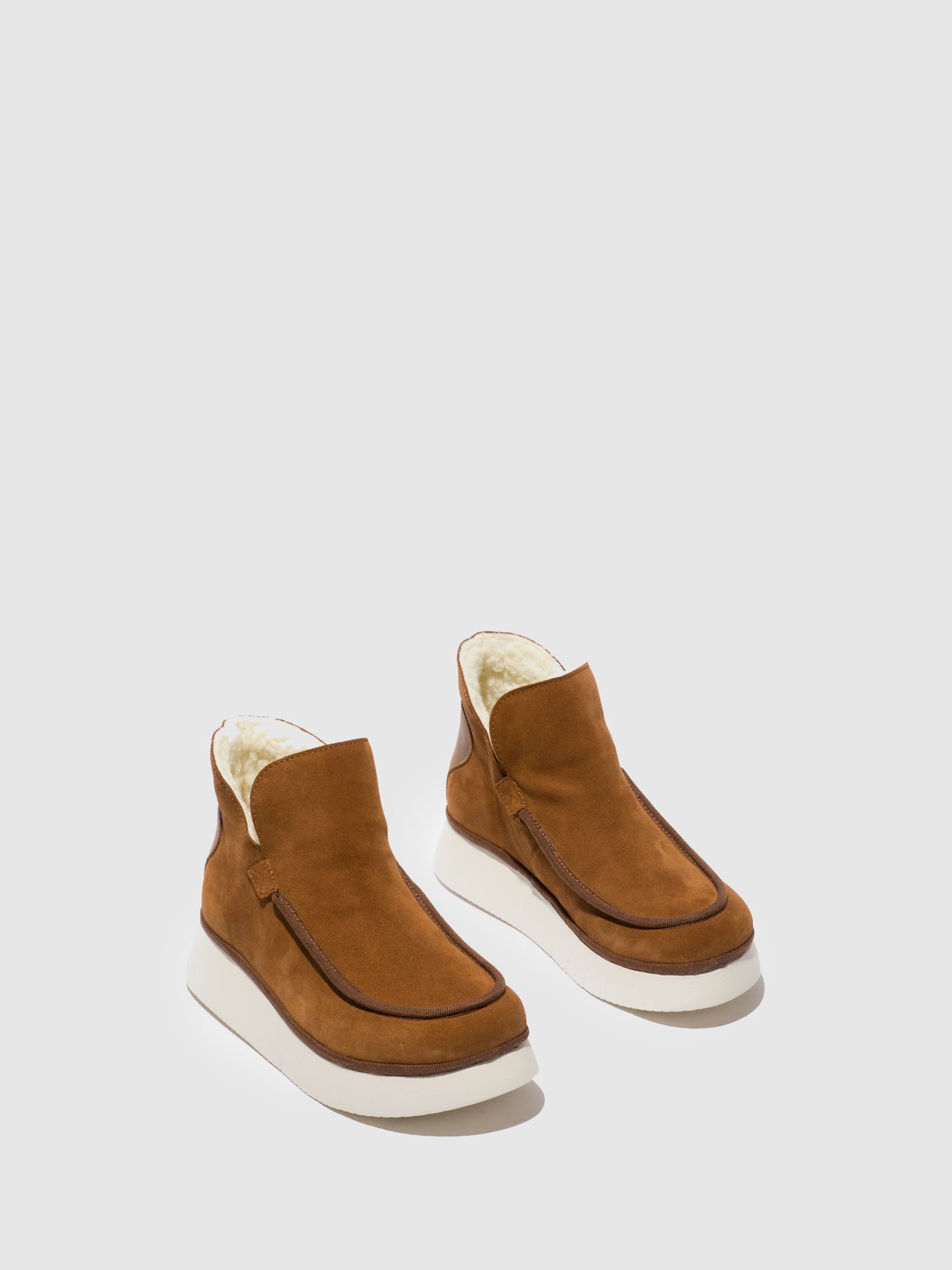 Suede/Rug Cognac Fly London Round Toe Women's Ankle Boots | 804596BOL