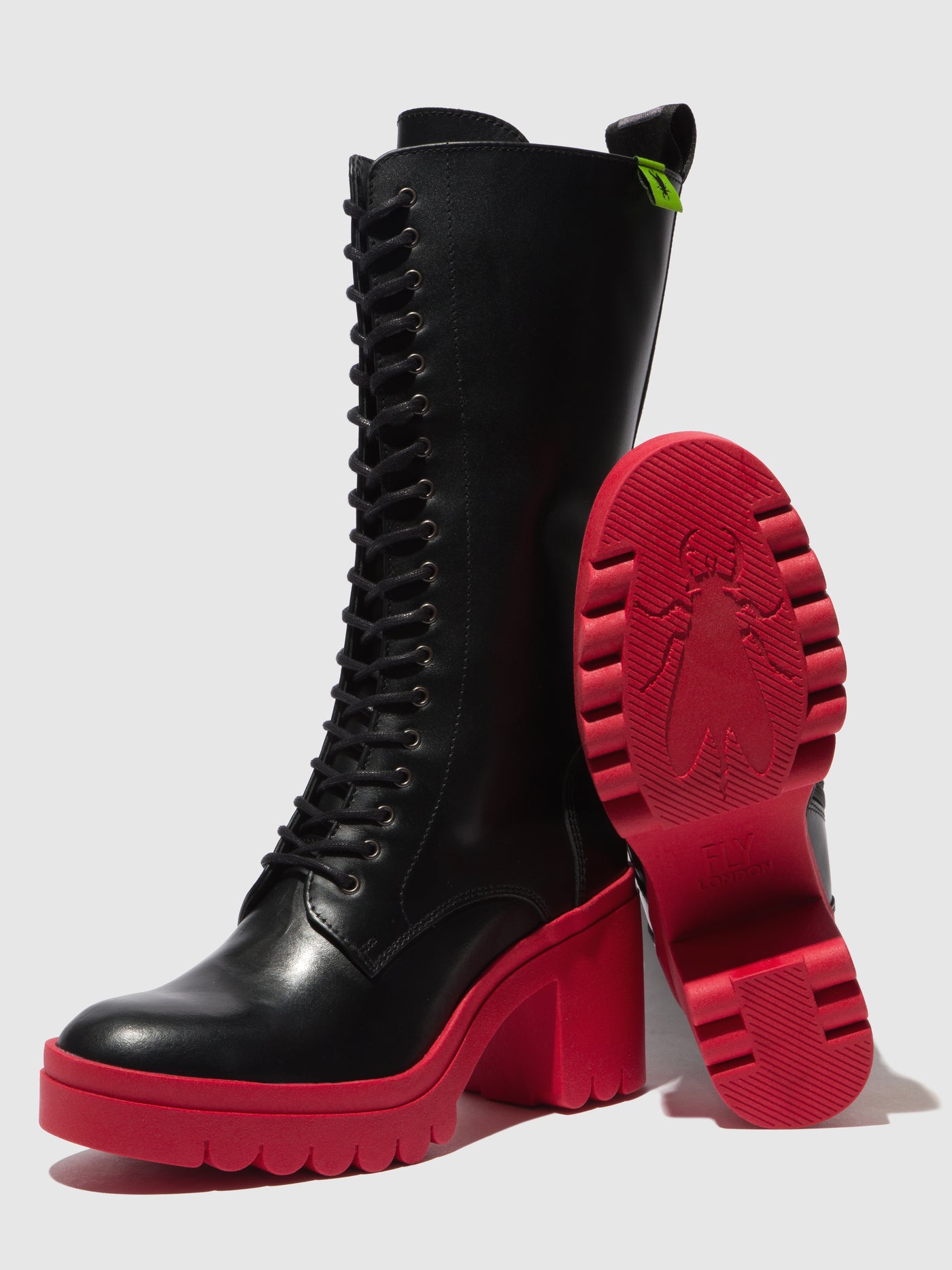 Tunder Black (Red Sole) Fly London Lace-up Boots Women's Boots | 853204MOS