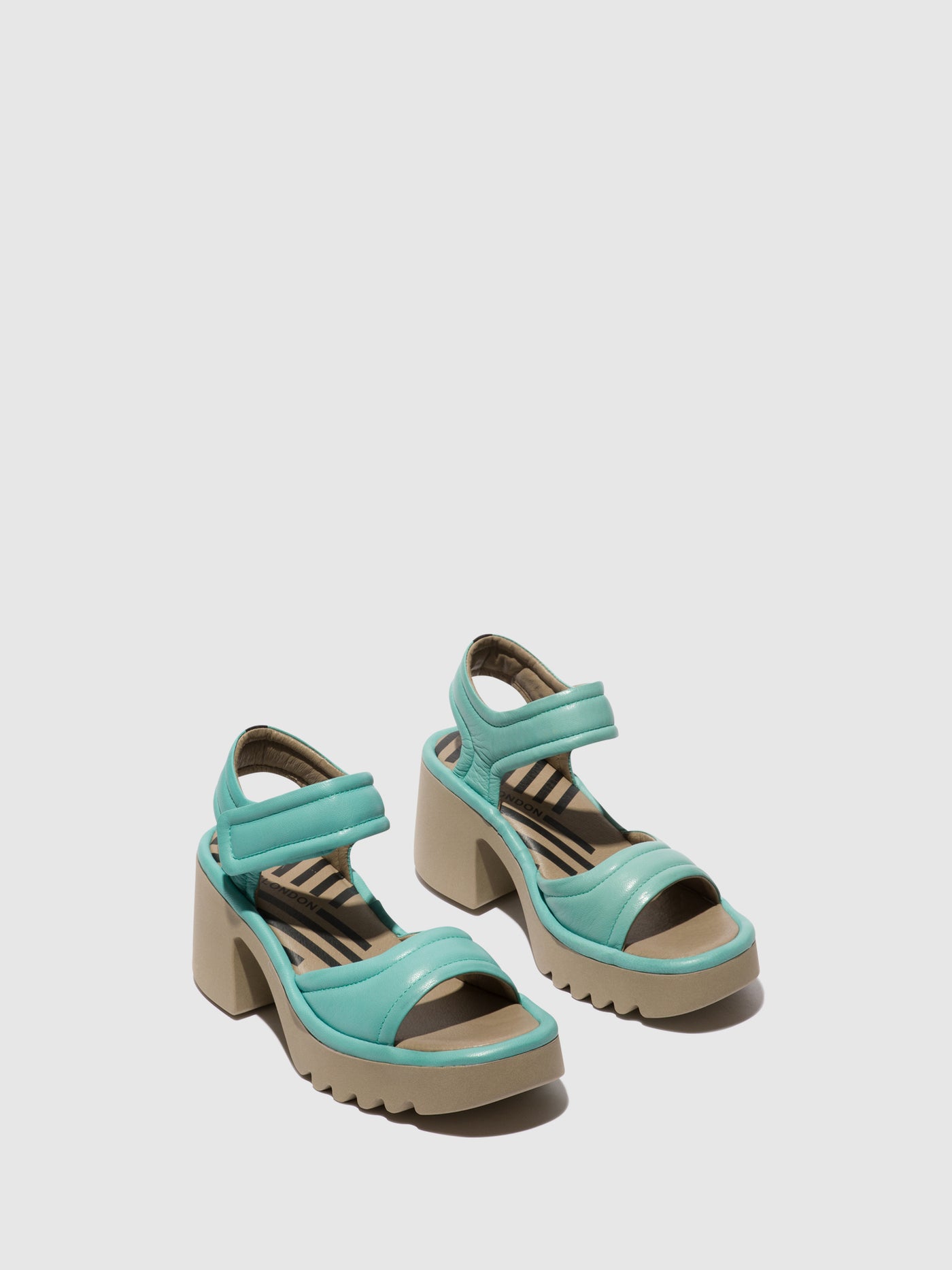 Turquoise Fly London Velcro Women's Sandals | 821043NIK