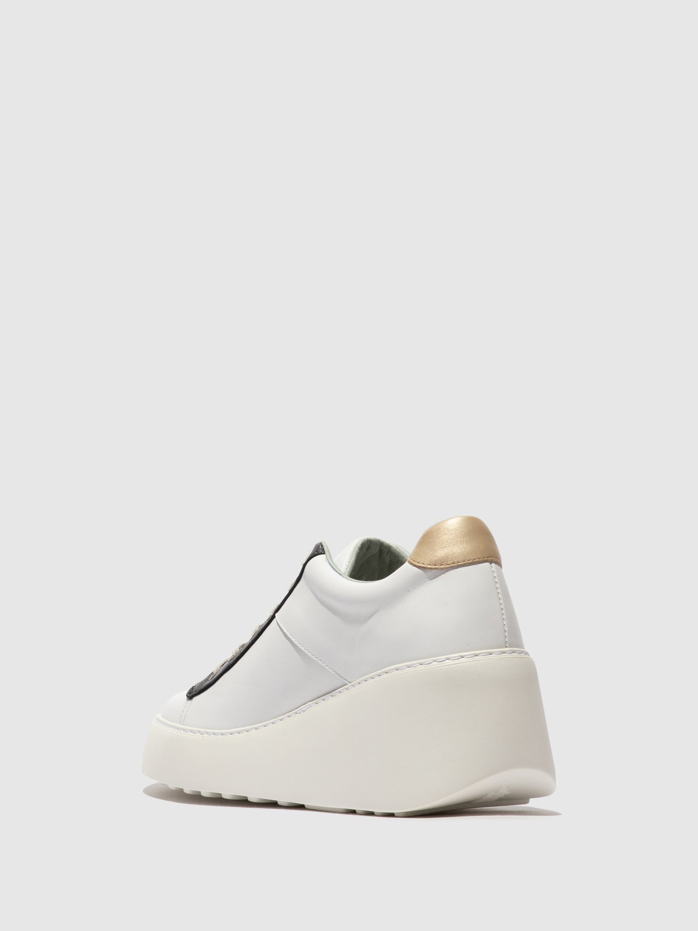 White/Graphite/Gold Fly London Lace-up Women's Sneakers | 973601BOQ