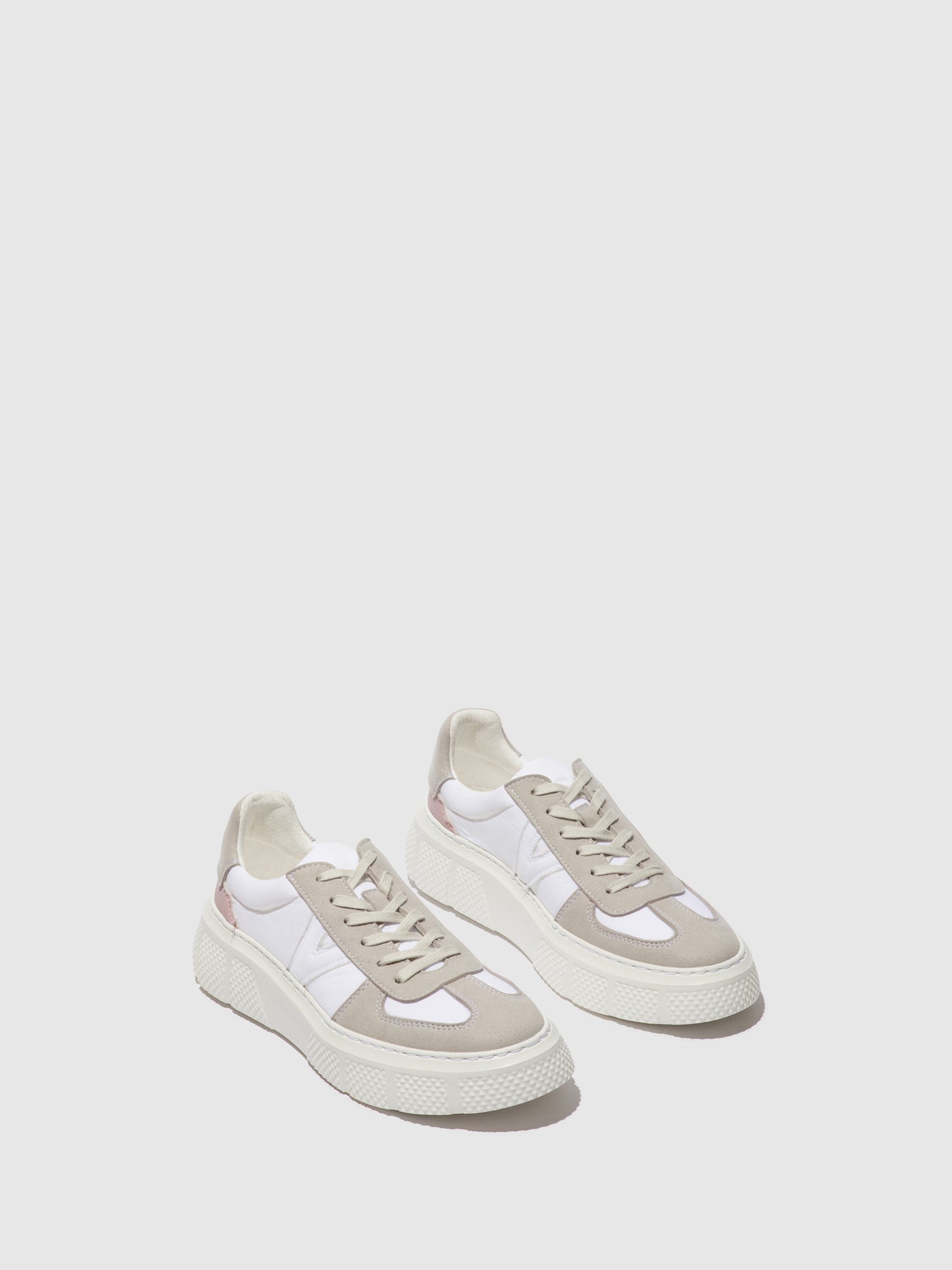 White (Lila) Fly London Lace-up Men's Sneakers | 542073NQP