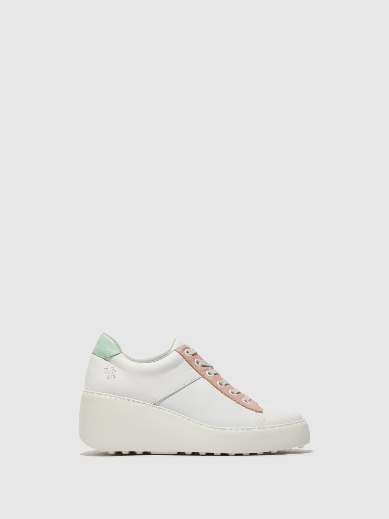 White/Nude/Mint Fly London Lace-up Women\'s Sneakers | 973286OJW