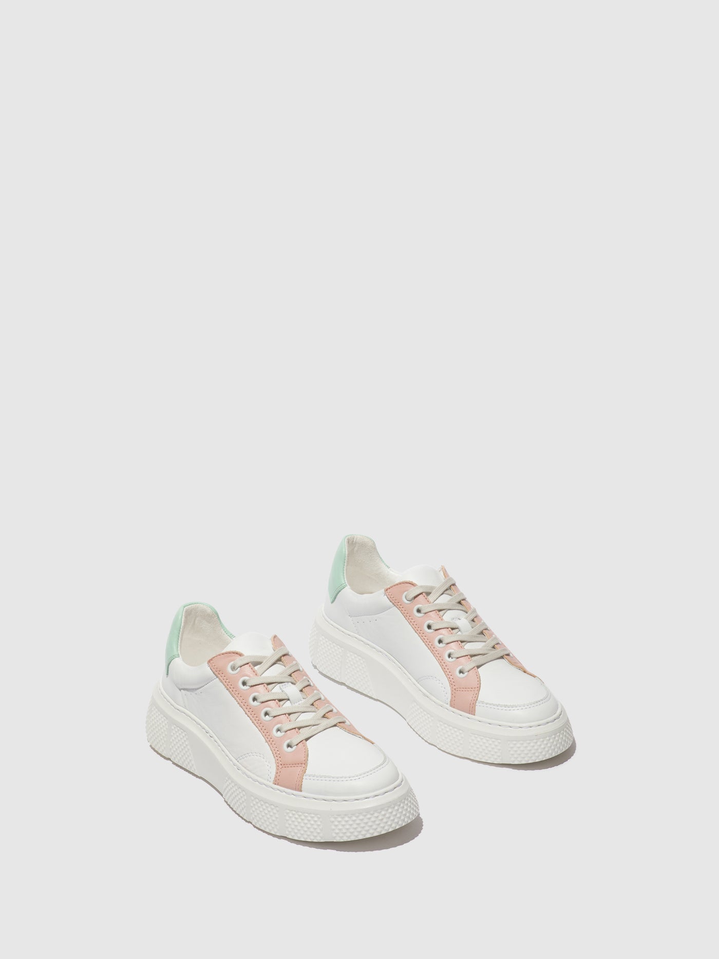 White/Nude/Mynt Fly London Lace-up Men's Sneakers | 983724AFU