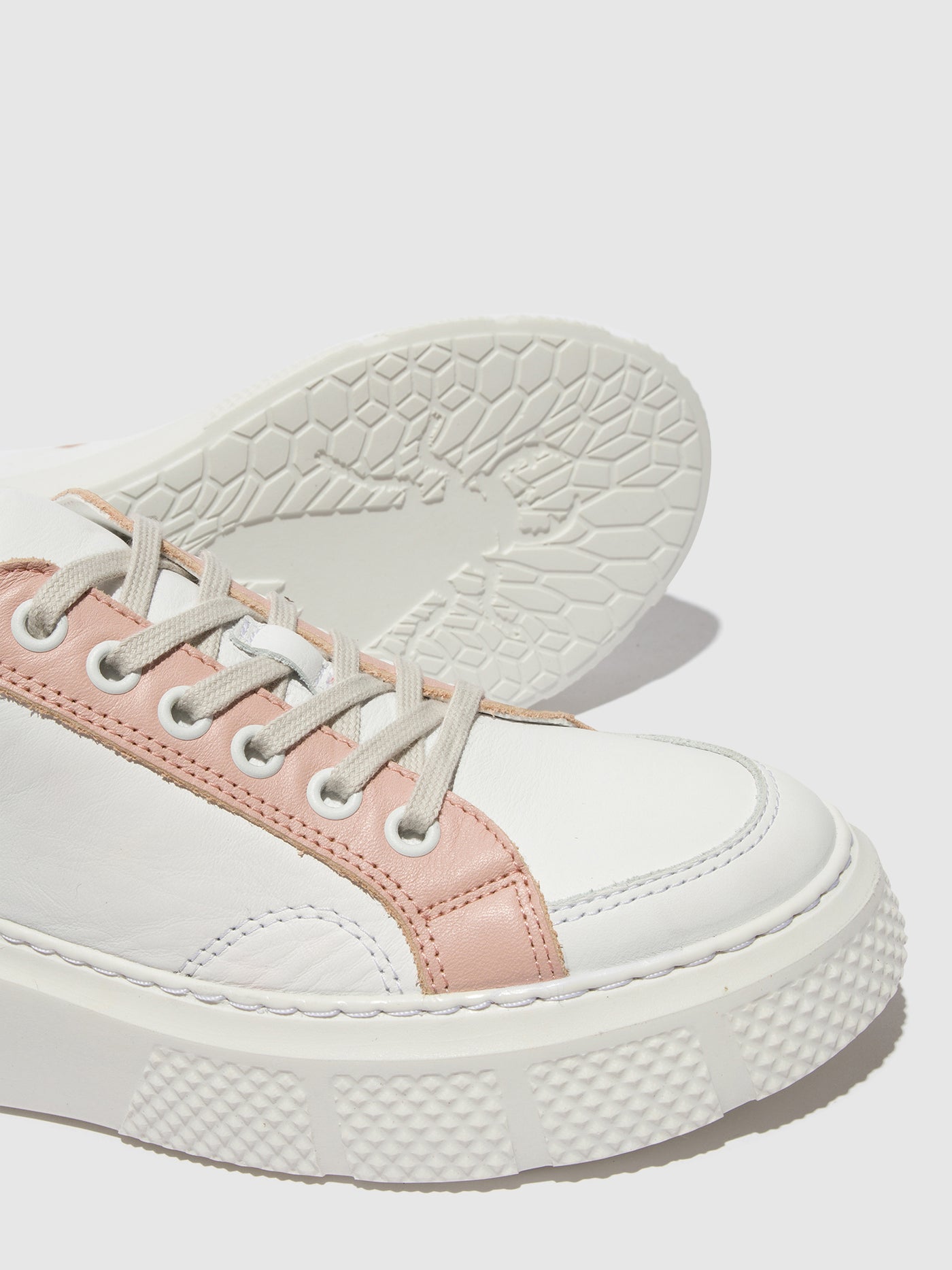White/Nude/Mynt Fly London Lace-up Men's Sneakers | 983724AFU